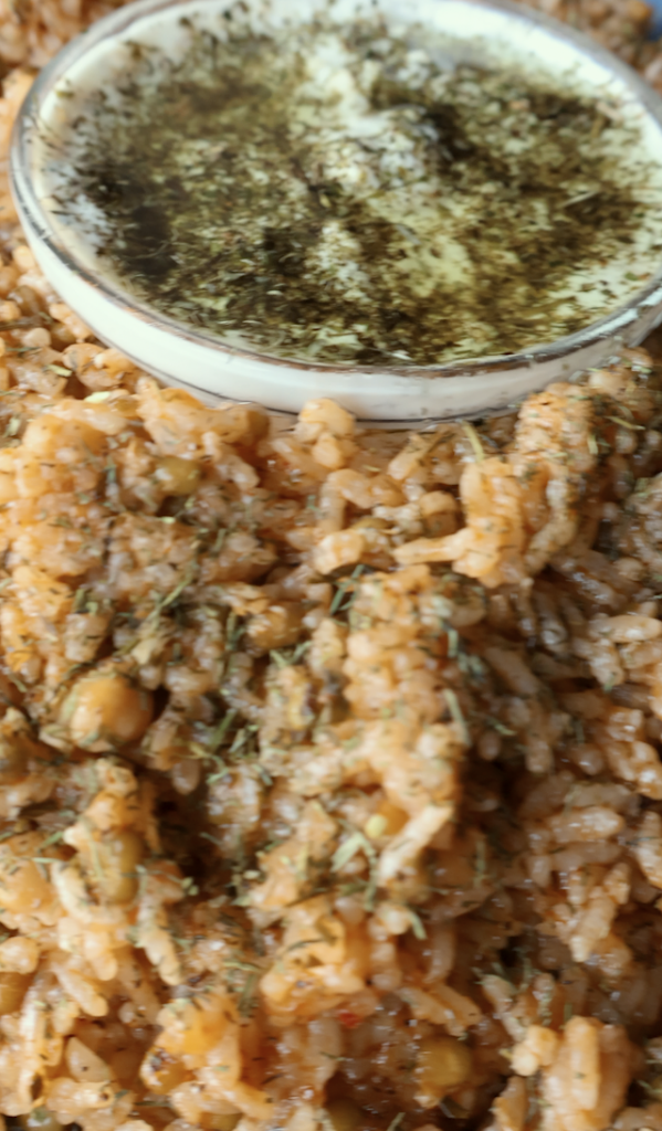 a plate of Afghan sticky rice called Shola